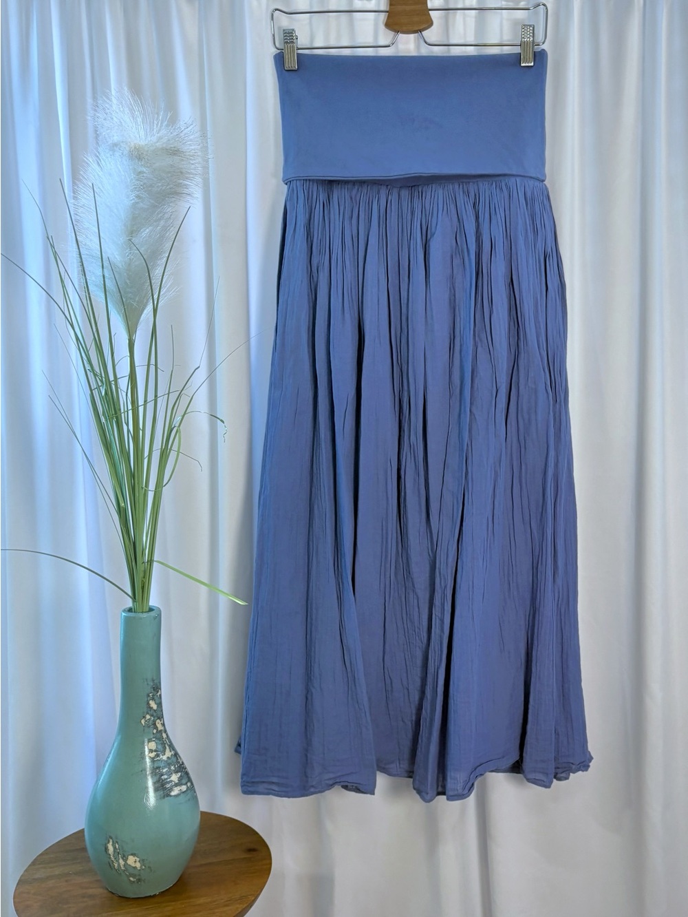 Aerie At The Barre Convertible Maxi Skirt Strapless Dress Blue M - Picture 2 of 7